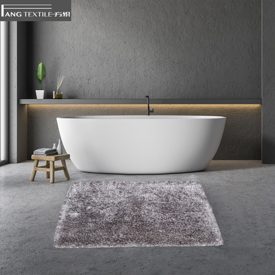 Plush Absorbent Grey Tufted Washable Bath Mats For Washroom